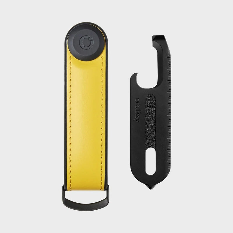 front of solar yellow Orbitkey Hybrid Leather Key Organizer Set