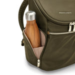 side pocket of olive Briggs & Riley Rhapsody U-Zip Backpack