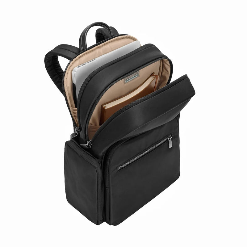 inside of black Briggs & Riley Rhapsody Medium Backpack