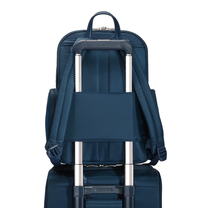 pass-through sleeve of navy Briggs & Riley Rhapsody Medium Backpack