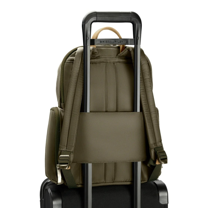 pass-through sleeve of olive Briggs & Riley Rhapsody Medium Backpack