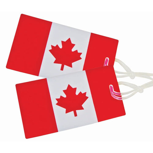 Pair of Canadian flag luggage tags