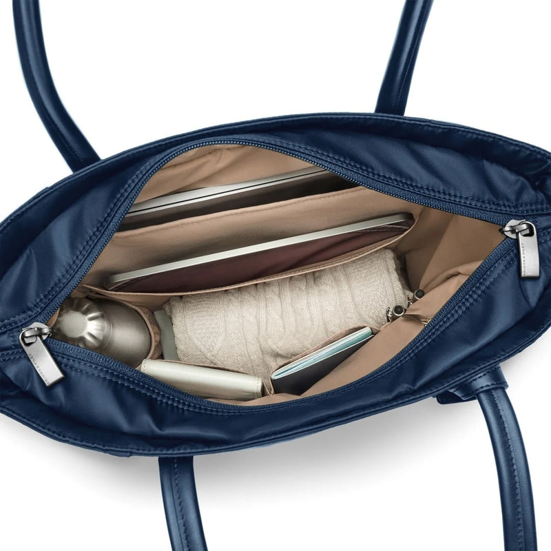 inside of navy Briggs & Riley Rhapsody Vertical Tote