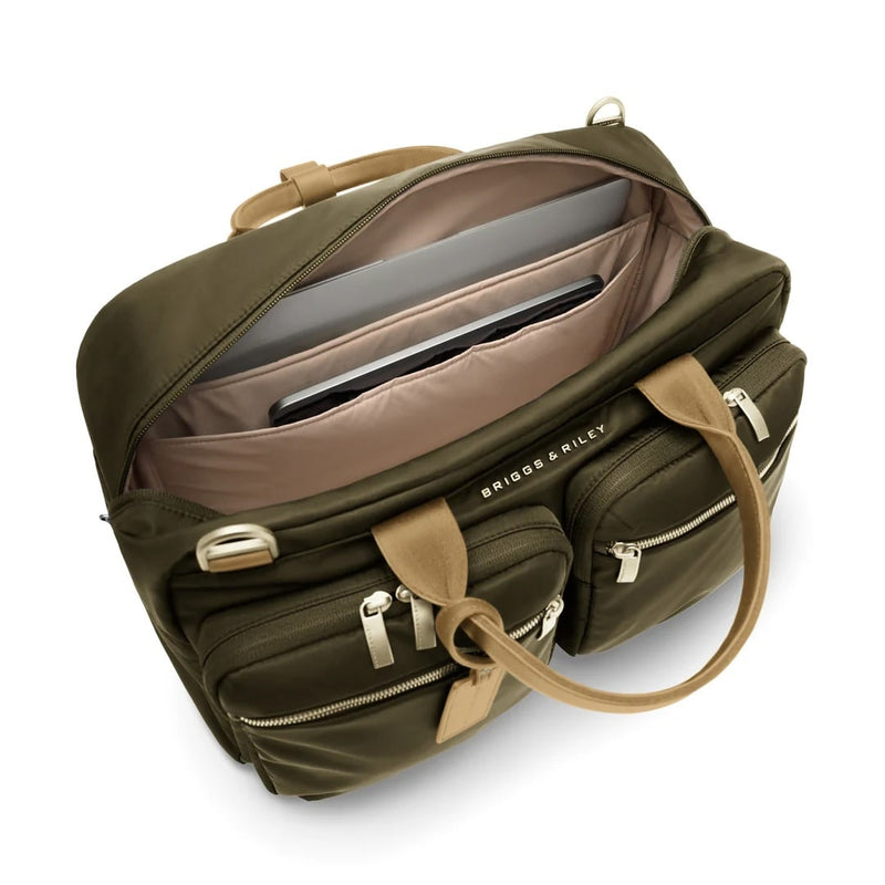 inside of olive Briggs & Riley Rhapsody Multi-Pocket Cabin Bag