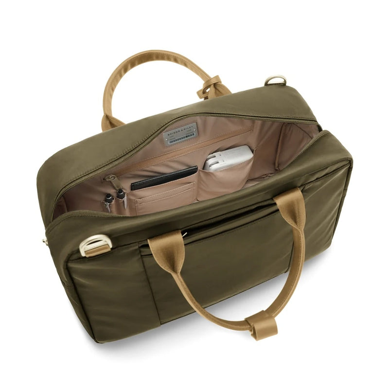 inside of olive Briggs & Riley Rhapsody Multi-Pocket Cabin Bag