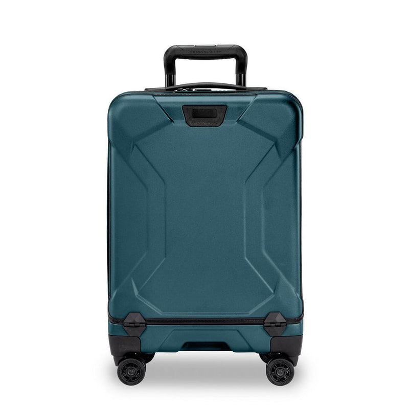 Ocean Briggs & Riley suitcase with black accents on a white background