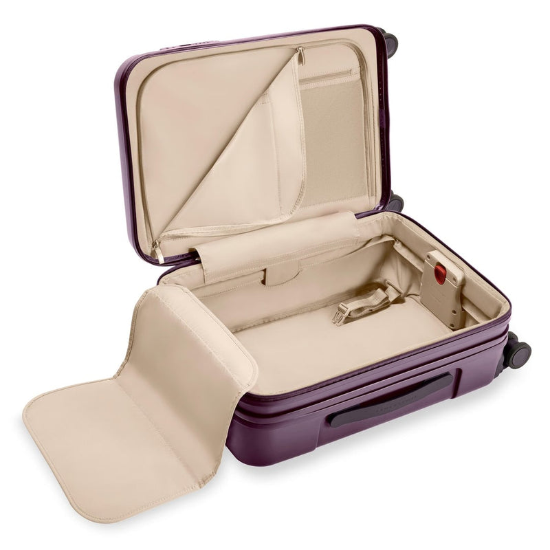 inside of plum Briggs & Riley Sympatico Essential Carry-On Expandable Spinner