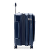 Navy blue Briggs & Riley suitcase with a silver handle on a white background