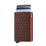 cards up in brown-orange Secrid Slimwallet Optical