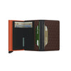 inside of brown-orange Secrid Slimwallet Optical