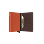 inside of brown-orange Secrid Slimwallet Optical