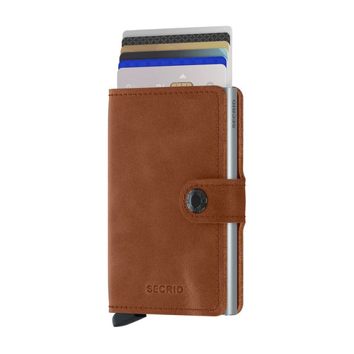 cards up in cognac-brown Secrid Miniwallet Vintage