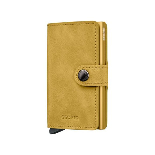 front of yellow Secrid Miniwallet Vintage