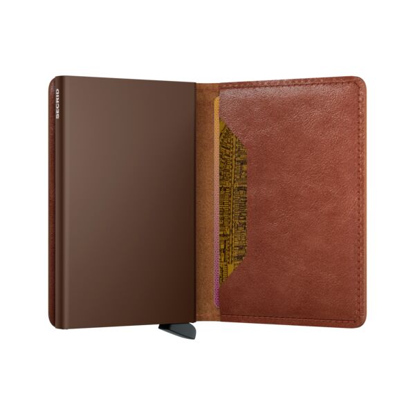 inside of cognac-brown Secrid Slimwallet Vintage