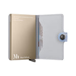 Gold and gray Secrid wallet with 'Mauritshuis' branding on a white background