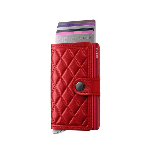 cards up in red Secrid Premium Miniwallet Emboss Diamond