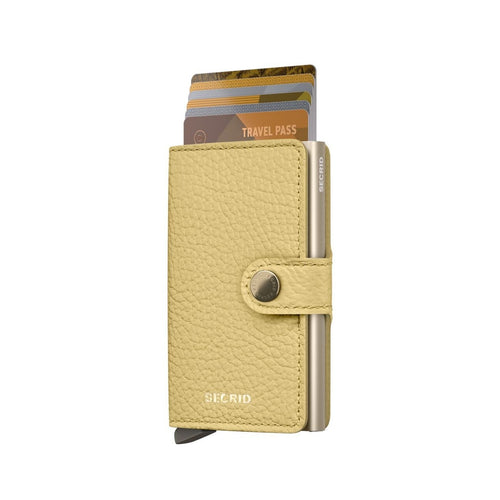 cards up in butter yellow Secrid Miniwallet Pebble