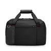 Black Briggs & Riley duffel bag with handle and shoulder straps on a white background