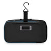Black Briggs & Riley toiletry bag with a hook on a white background