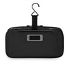 Black Briggs & Riley toiletry bag with a hook on a white background