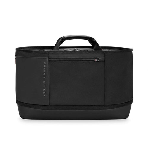 Black travel bag with Briggs & Riley branding on a white background