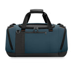 Blue Briggs & Riley duffel bag with black accents on a white background