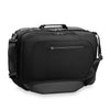 Black Briggs & Riley travel bag with multiple compartments on a white background