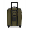 Green Briggs & Riley suitcase with black handle and wheels on a white background