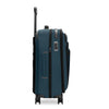 Blue Briggs & Riley suitcase with wheels and handle on a white background