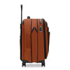 Orange Briggs & Riley suitcase with black accents on a white background