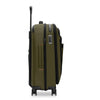 Green Briggs & Riley suitcase with wheels and handle on a white background