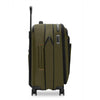 Green Briggs & Riley suitcase with wheels and handle on a white background