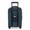 Blue Briggs & Riley suitcase with black handle and wheels on a white background