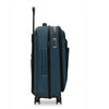 Blue Briggs & Riley suitcase with wheels and handle on a white background