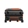 Orange and black Briggs & Riley suitcase on a white background