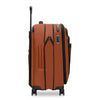 Orange Briggs & Riley suitcase with black accents on a white background