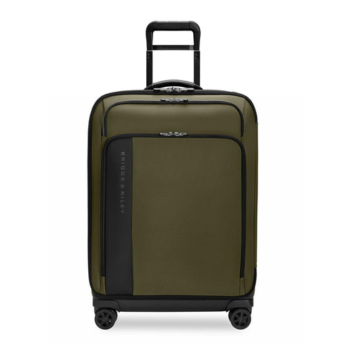 Green Briggs & Riley suitcase with black accents on white background