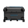 Blue Briggs & Riley suitcase with black accents on white background