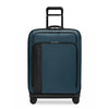 Blue Briggs & Riley suitcase with black accents on white background