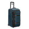 Blue Briggs & Riley suitcase with black accents on a white background