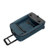 Blue Briggs & Riley suitcase with black handle and wheels on a white background
