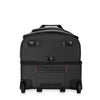 Black Briggs & Riley suitcase with wheels on a white background