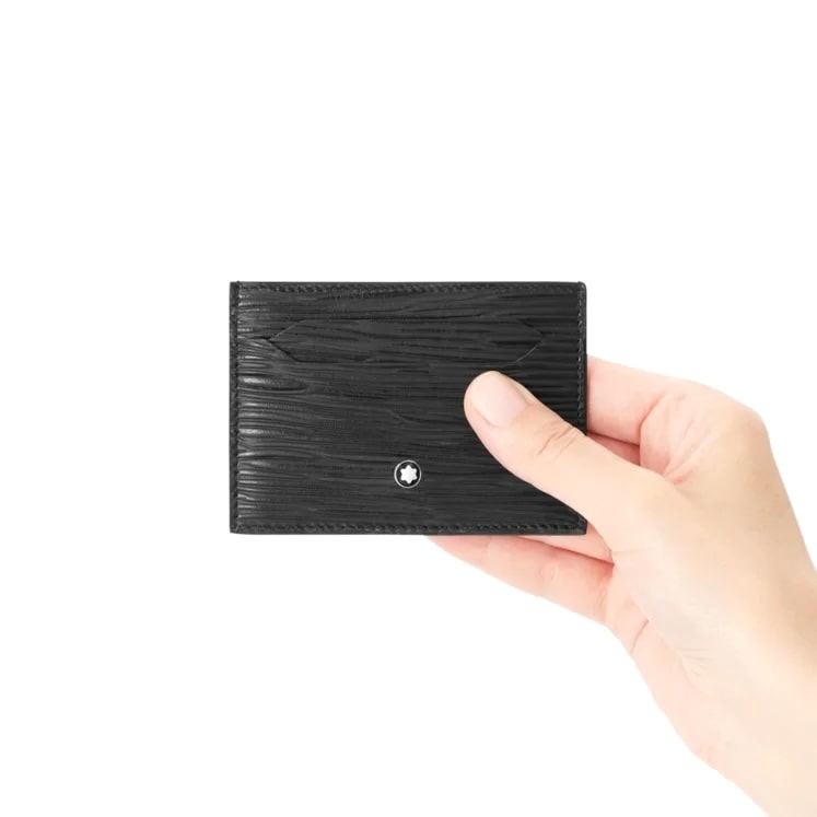 in hand black Montblanc 4810 Card Holder 5cc