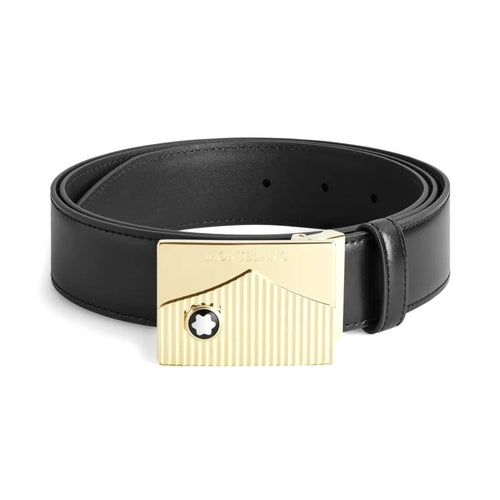 front of black Montblanc Meisterstuck 35mm Belt