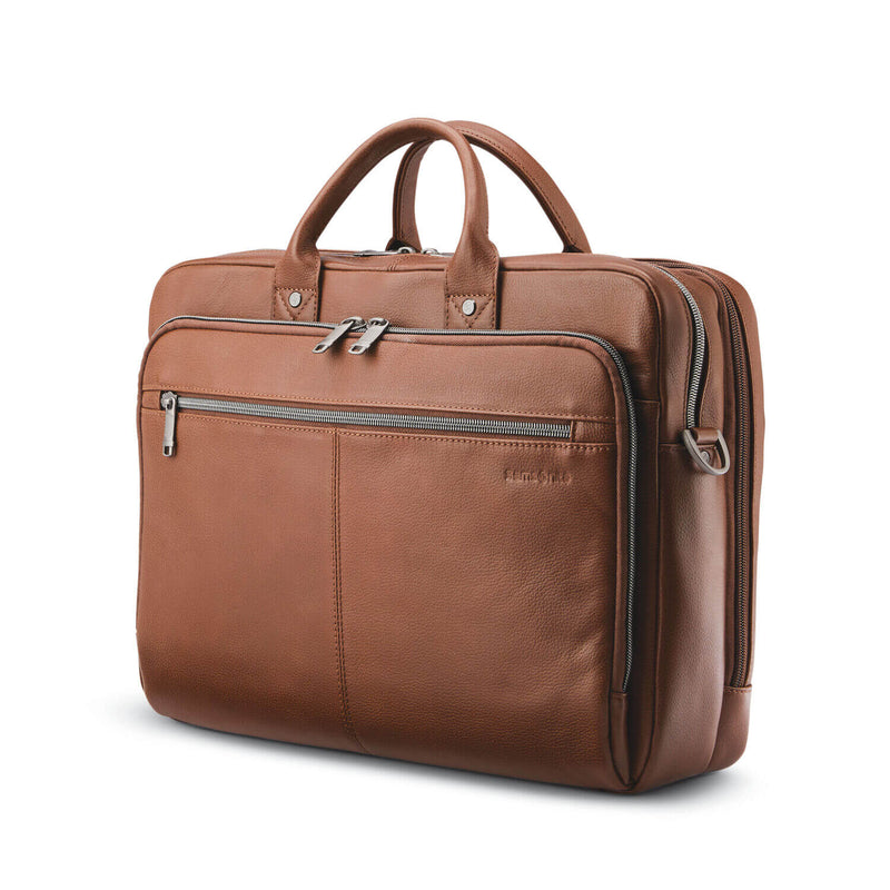 Samsonite Classic Leather Toploader 15.6" in Cognac front view
