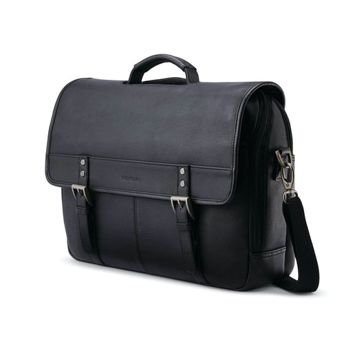 Samsonite Classic Leather Flapover 15.6" in Black front view