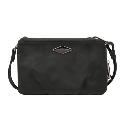 Travelon Anti-Theft Parkview Double Zip Crossbody Clutch in colour Black - Forero’s Bags and Luggage Vancouver Richmond