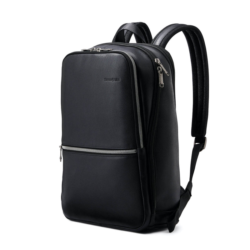 Samsonite Classic Leather Slim Backpack 14.1" in Black front view