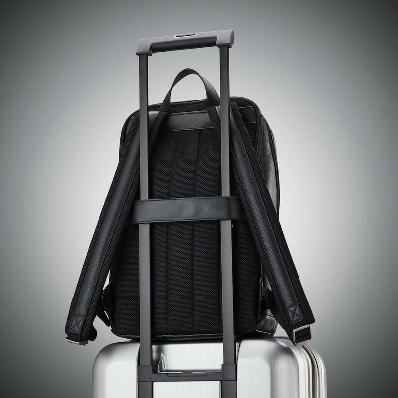 Samsonite Classic Leather Slim Backpack 14.1" in Black rear view