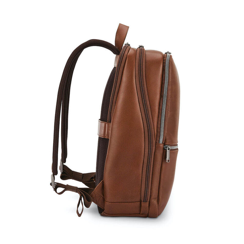 Samsonite Classic Leather Slim Backpack 14.1" in Cognac side view